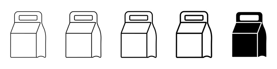 food takeaway bag icon Simple thin line logo set