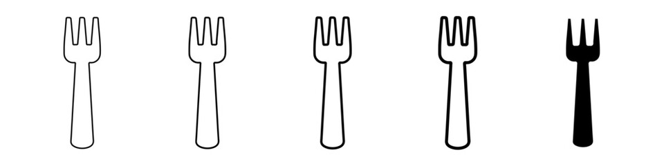 fork icon Simple thin line logo set
