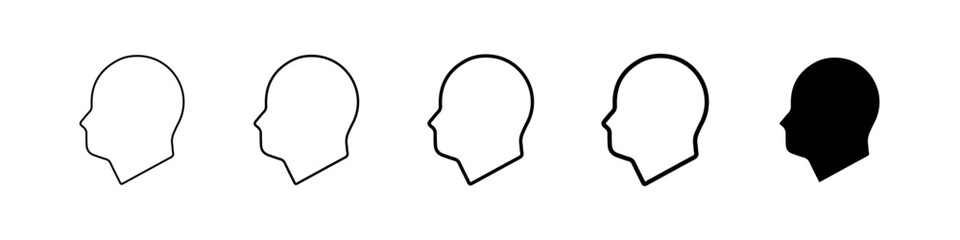 head icon Simple thin line logo set