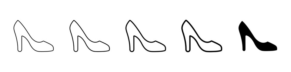 heels icon Simple thin line logo set