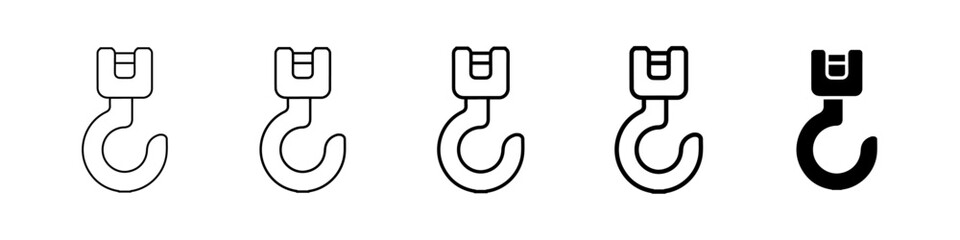 hook icon Simple thin line logo set
