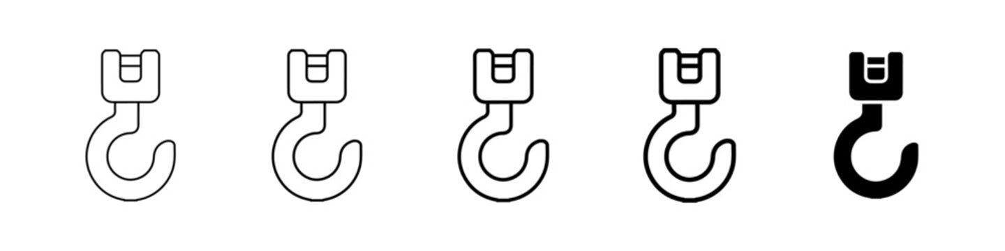 hook icon Simple thin line logo set