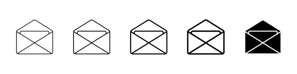 mail icon Simple thin line logo set