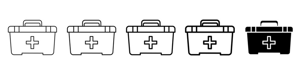 med kit icon Simple thin line logo set