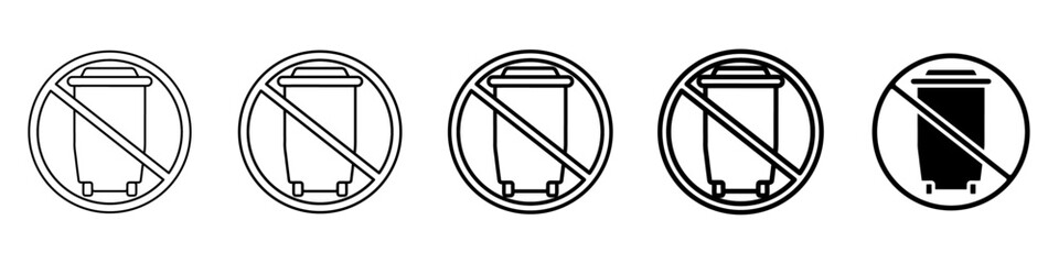 no trash can icon Simple thin line logo set