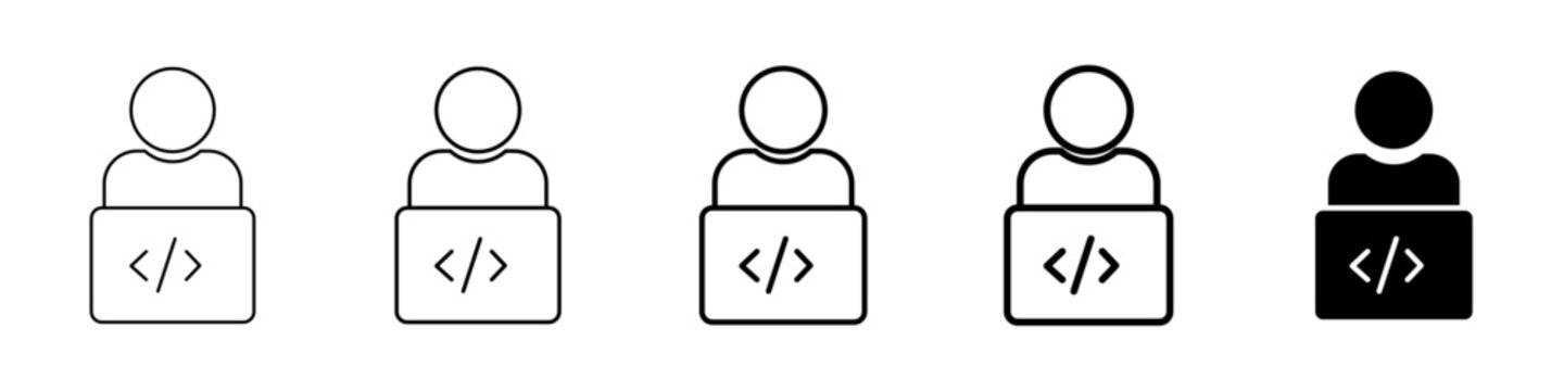 programmer icon Simple thin line logo set