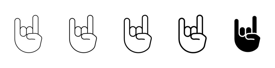 rock gesture icon Simple thin line logo set