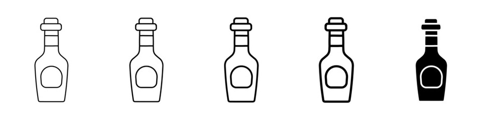 sauce bottle icon Simple thin line logo set