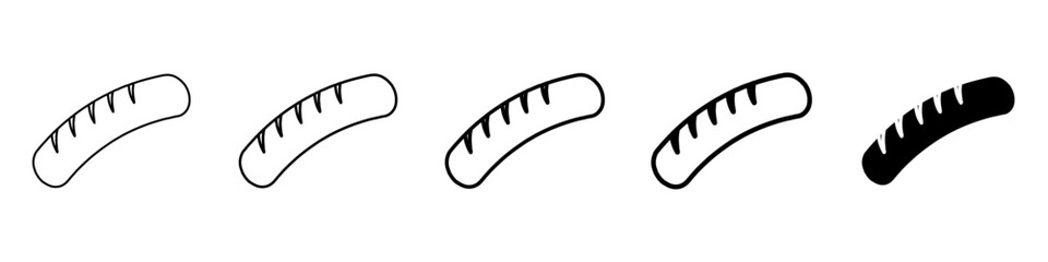 sausage icon Simple thin line logo set