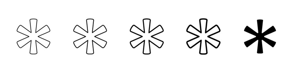asterisk icon Simple thin line logo set
