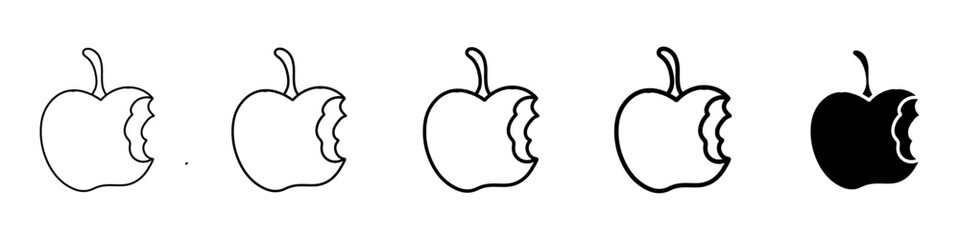 bitten apple icon Simple thin line logo set