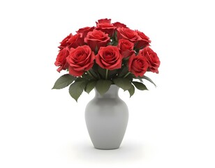 Obraz premium Rose bouquet in a vase 3D render icon isolated on transparent background cutout ia