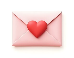Love letter envelope with heart sticker 3D render icon isolated on transparent background cutout ia