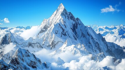 Obraz premium Majestic Snow Capped Mountain Peak High Resolution Landscape
