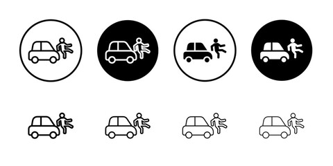 Car accident icon Thin line vector illustration set