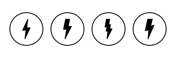 Lightning icon vector isolated on white background. Bolt icon vector. Energy and thunder electric icon