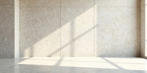Sunlit Minimalist Interior Space  Empty Room with Textured Walls and Polished Floor Featuring Natural Light Patterns