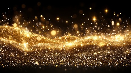 Fototapeta premium Golden Glitter Waves Sparkle Background