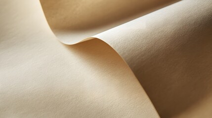 Beige Paper Curving Gently Creating Soft Shadows