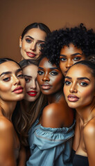 Obraz premium Group of Diverse Women Embracing Natural Beauty: Inclusivity Concept