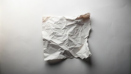 Obraz premium A Single Sheet of Crumpled White Paper on a Light Gray Background
