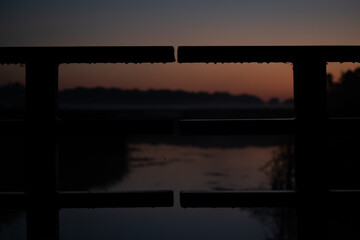 Silhouetted railing