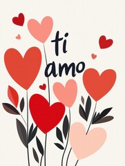 Romantic Heart Balloons with 'Ti Amo' Typography