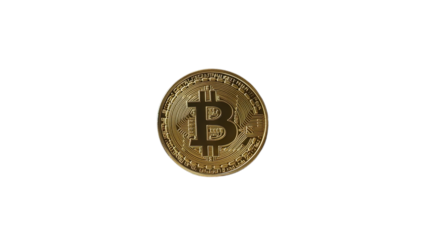Golden Bitcoin Cryptocurrency Coin with Transparent Background Digital Concept