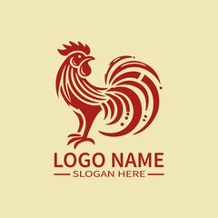 Chinese Rooster Zodiac Logo Design, Mythical Rooster Logo, Oriental Rooster Logo, Diligence and Courage Logo, Festival 