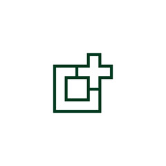 Fototapeta premium square green plus medical outline frame logo vector