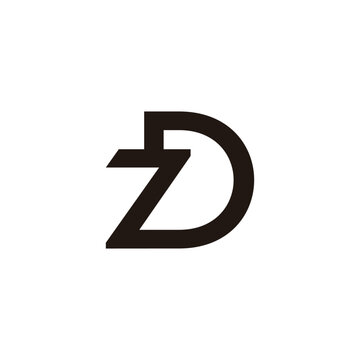 letters dz simple linked geometric line logo vector