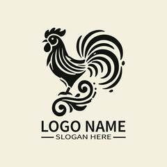 Chinese Rooster Zodiac Logo Design, Mythical Rooster Logo, Oriental Rooster Logo, Diligence and Courage Logo, Festival 