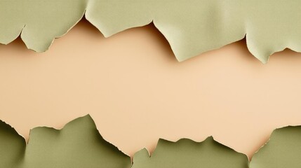 Fototapeta premium Torn abstract background idea. A textured background with torn paper edges revealing a soft peach canvas underneath.