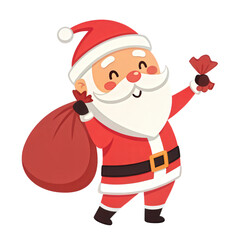 Santa Claus with Gift Sack Icon - Red & White