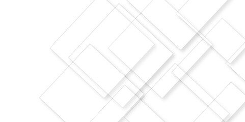 White geometric overlapping square pattern. Vector illustration technology background with shadow. Modern minimal and clean white background with realistic line. light silver background modern design.
