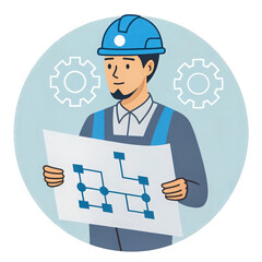 Network Engineer Icon - Blue & Gray