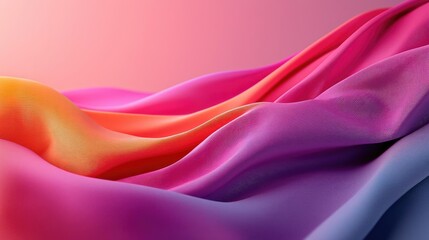 Fototapeta premium Noise abstract background concept. Vibrant fabric waves displaying gradients of pink, orange, and purple hues.