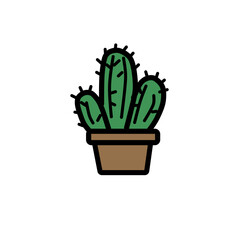 cactus in a pot, plant illustration, green