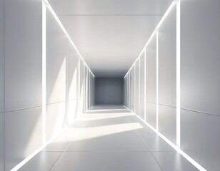 Obraz premium Bright White Corridor With Linear Lighting Design