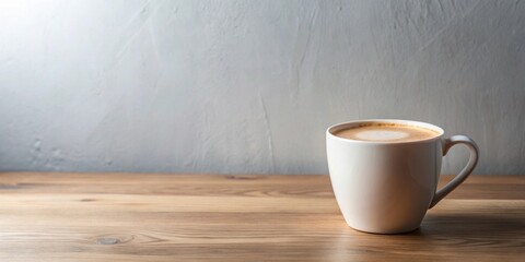 Aromatic Cappuccino in a White Mug on a Wooden Table
