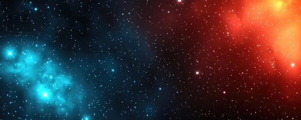 Fototapeta premium Starry abstract background idea. Vibrant cosmic background showcasing a blend of blue and red nebulae filled with stars.