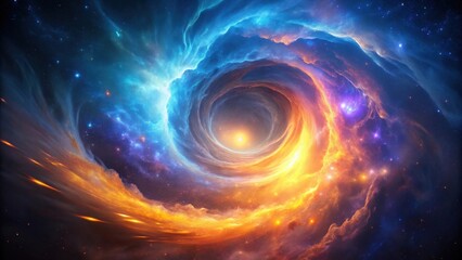 Obraz premium Cosmic Swirl A Celestial Vortex of Fiery Orange and Icy Blue Nebulae