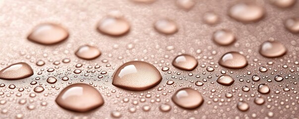 Droplets abstract background concept. Close-up of water droplets on a metallic surface showing reflections and textures.
