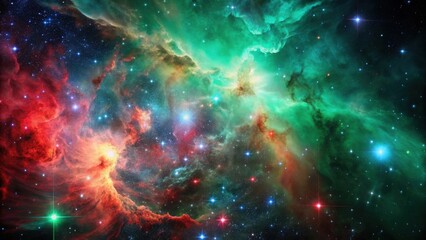 Fototapeta premium Cosmic Nebula A Vivid Display of Celestial Colors and Stellar Dust