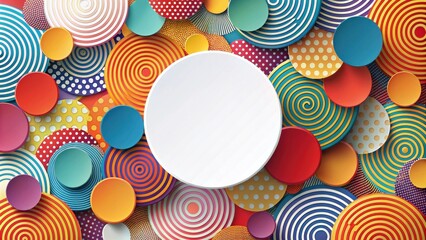 Vibrant Circular Abstract Design with Central White Space for Text or Logo