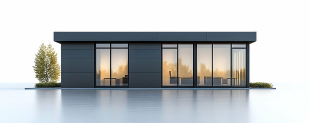 Modern Dark Grey Office Building 3D Illustration