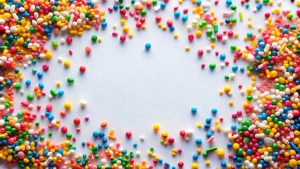 Fototapeta premium Colorful Candy Sprinkles Border Frame for Festive Designs
