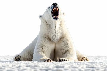 Powerful Polar Bear Roaring in Winter Wonderland Photo