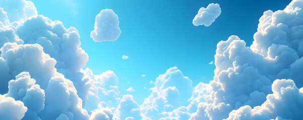 3D Fluffy Cloudscape Illustration