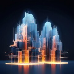 Obraz premium the AI Image Generator, Architectural Blueprint Design of Modern Glass Building